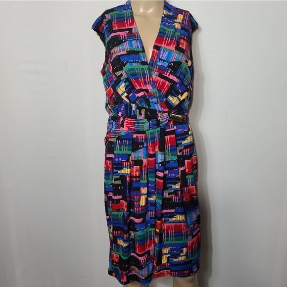 Ellen Tracy Sleeveless Sheath multi color Dress - Picture 4 of 11